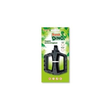 Педали TRIX Super Dino,детские.пластиковые,100x80мм,резьба 1/2&quot;,с шипами, черные
