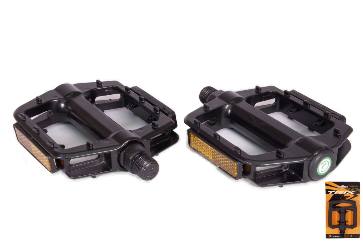 Педали TRIX PLATFORM алюминиевые,107x98мм,резьба 9/16",с шипами,черные