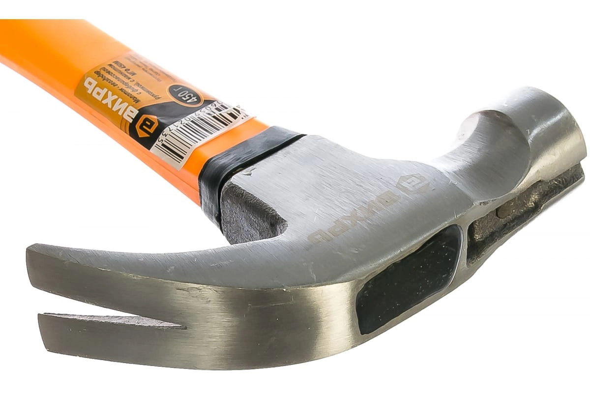 Молоток-гвоздодер 450гр фиберглассовая ручка с магнитом Вихрь 73/6/8/8