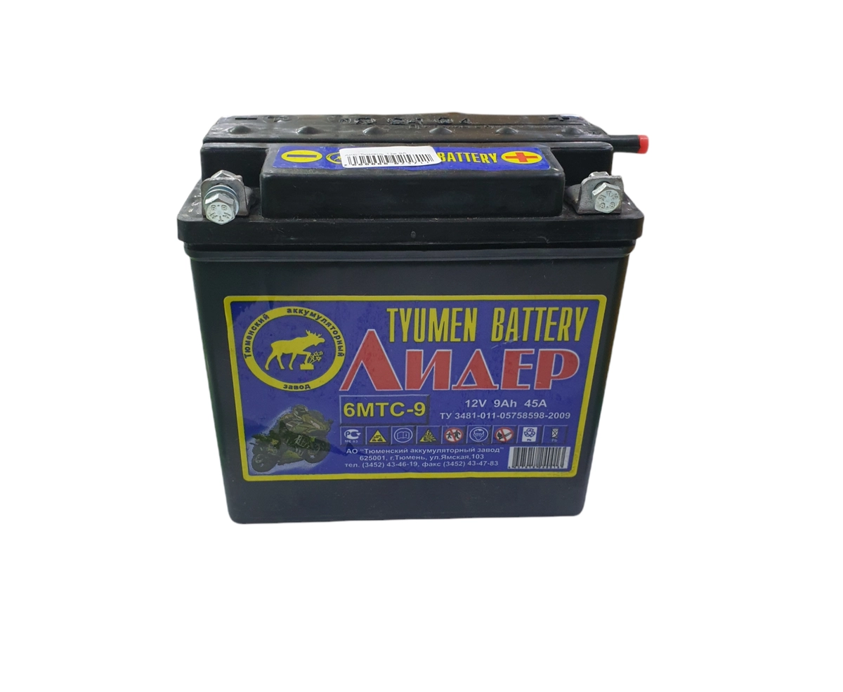Аккумулятор Тюмень  9А 12В 6МТС-9 Лидер, болт