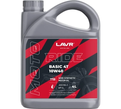 Масло моторное MOTO RIDE BASIC 4T 10W40 SL, 4 л LAVR Ln7750