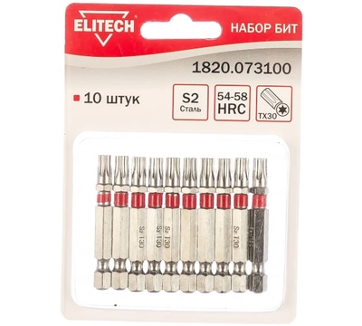 Набор бит ELITECH TORX 30*50мм 10шт 1820.073100