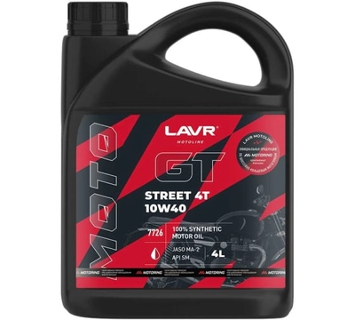 Масло моторное для мотоциклов GT STREET 4T 10W-40, 4 л LAVR Ln7726