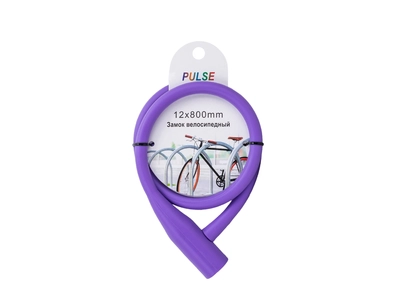 Велозамок &quot;Pulse&quot;, трос Ø 12*800, силиконовый, с ключом