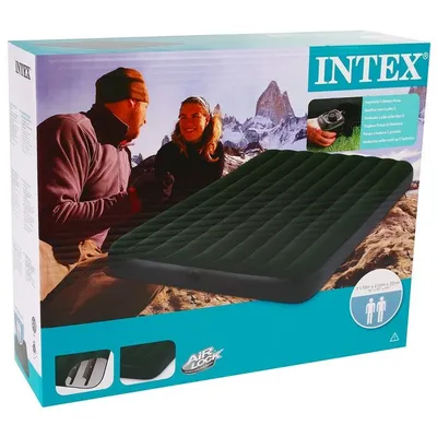 Матрас-велюр INTEX 152х203х22 см с насосом на батарейках 66969