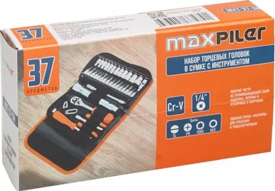 Набор торцевых головок в сумке с инструментом MAXPILER MXT-37-SB (37шт, 1/4", CrV, сумка "Оксфорд")