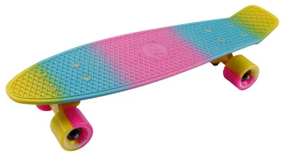 Скейтборд Multicolor 22 TECH TEAM розовый/желтый