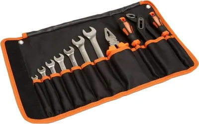 Набор комбинированных ключей в сумке с инструментом MAXPILER MXT-11-SB (11шт, CrV, сумка "Оксфорд")