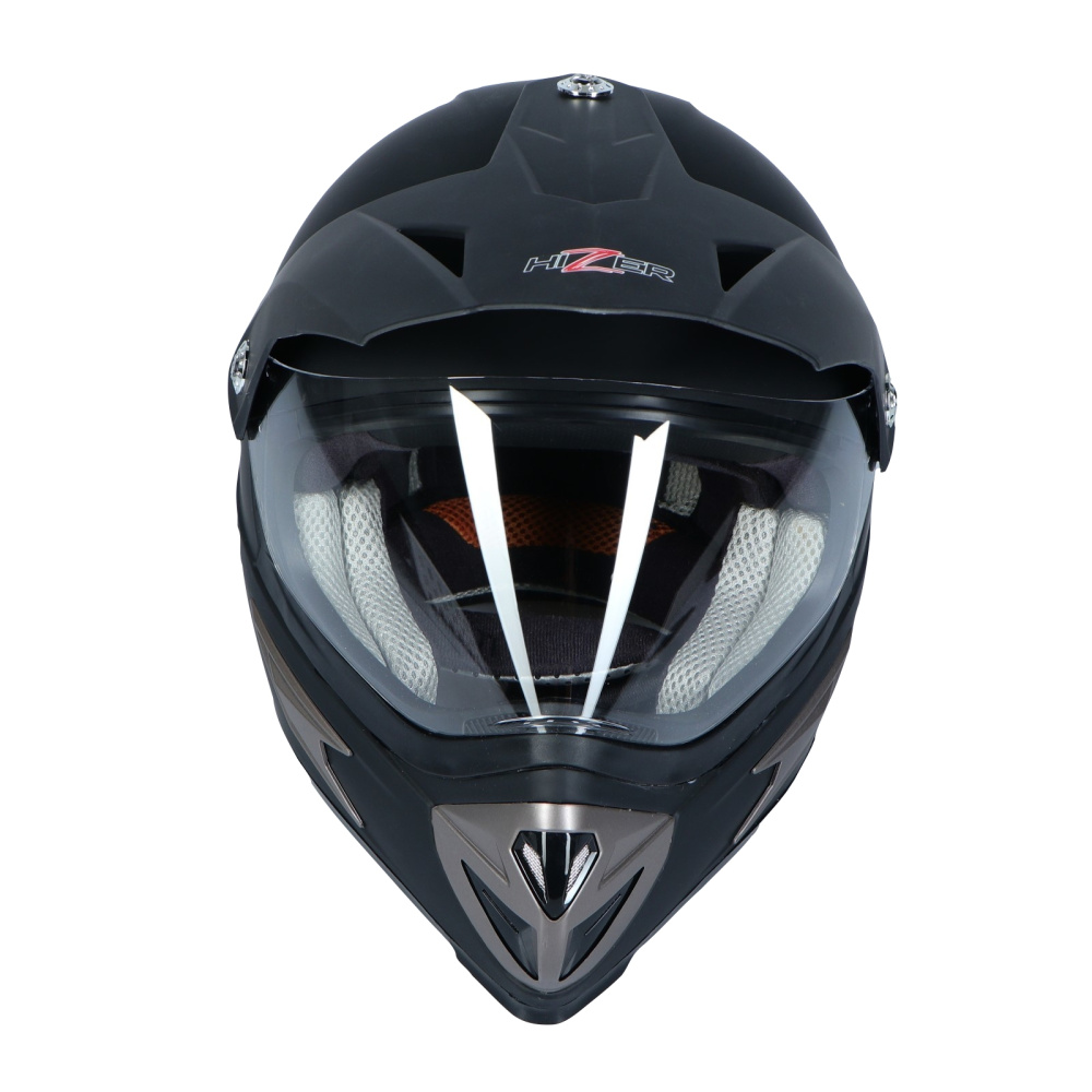шлем hizer 613 черный матовый со стеклом