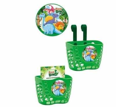 Корзина TRIX Super Dino детская 12"-16",крепление на руль,190х125х140мм,пластиковая,зеленая