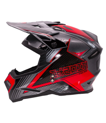 Шлем кроссовый 801 KIOSHI Holeshot Серый/ красный L 304171-23