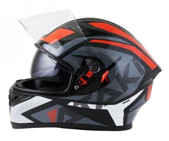 шлем (интеграл) ataki jk316 route серый/красный глянцевый   m