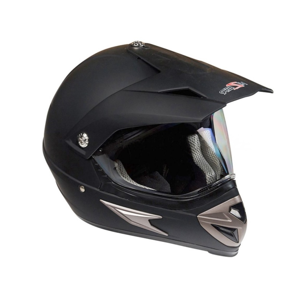 шлем hizer 613 черный матовый со стеклом