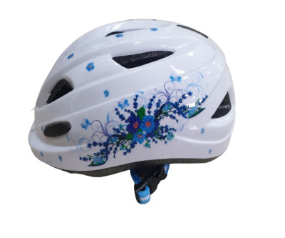 Шлем велосипедный Vinca sport VSH 7, детский, с регулировкой, белый, рисунок - "лаванда", индивидуал