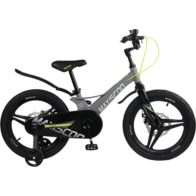 велосипед детский maxiscoo space делюкс 18" (2023), серый матовый
