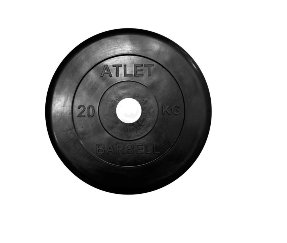 диск обрезиненный черный mb barbell atlet d-51 20кг