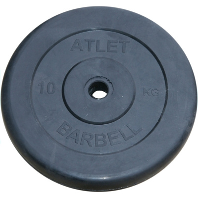 Диск обрезиненный черный MB Barbell ATLET d-26 10кг