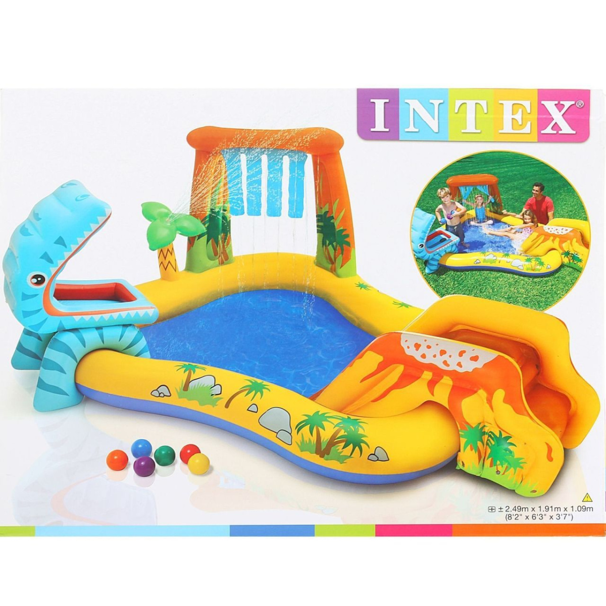 игровой центр intex 249х191х109 см динозавр 57444