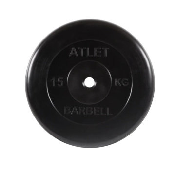 Диск обрезиненный черный MB Barbell ATLET d-26 15кг