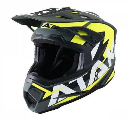 шлем ataki jk801 кроссовый серый/желтый матовый l