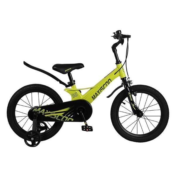 велосипед детский maxiscoo space стандарт 16" (2023), жёлтый