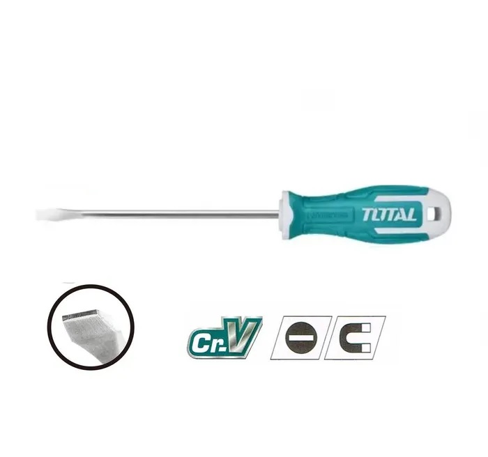 отвертка sl6.5/125 mm, магнит, обрезиненная рукоятка cr-v total